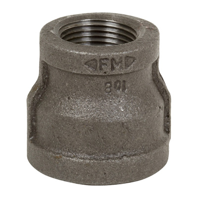 1/4 in. x 1/8 in. NPT Threaded Reducing Coupling - 150# Black Malleable Iron Pipe Fitting - UL/FM