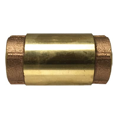 1 in. In-Line Check Valve, 200 WOG/125 WSP, Forged Brass Body, Stainless Steel Spring Loaded Bronze Poppet