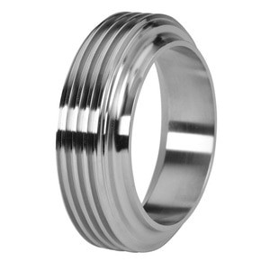 2 in. Tube OD - Short Threaded Bevel Seat Ferrule - 15TRF - 304 Stainless Steel Sanitary Fitting