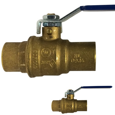 1/2 in. 600 WOG, Full Port, Italian Lead Free Forged Brass Ball Valve, SWT x SWT, CSA AGA