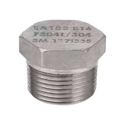 1/2 in. NPT Threaded - Hex Head Plug (Solid) - 316/316L Stainless Steel - Class 3000# Forged Pipe Fitting