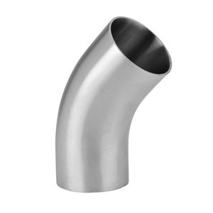 3 in. Tube OD - Polished 45 Degree Weld Elbow with Tangents (L2KS) 316L Stainless Steel Butt Weld Fitting (3-A) (0.065" Wall Thickness)