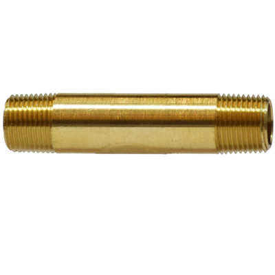 1/2 in. x 1.5 in. Long Pipe Nipple, NPTF Threads, 1200 PSI Max, Brass, Pipe Nipple & Fitting