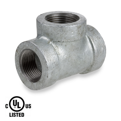 2 in. NPT Threaded - Tee - 300# Malleable Iron Galvanized Pipe Fitting - UL Listed