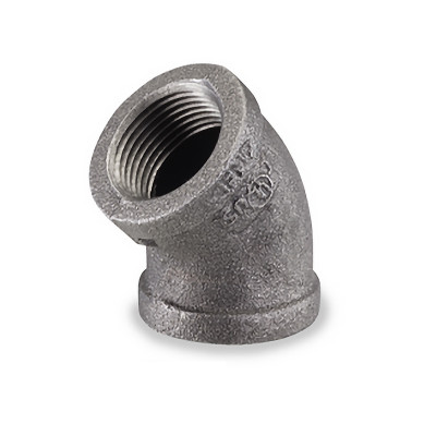 1-1/2 in. NPT Threaded - 45 Degree Elbow - 150# Black Malleable Iron Pipe Fitting - UL/FM