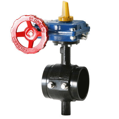 6 in. HPGT Ductile Iron Grooved Butterfly Valve, Tapped Body with Tamper Switch 300 PSI UL/FM Approved