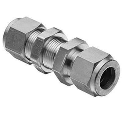5/16 in. Tube O.D. Bulkhead Union - 316 Stainless Steel Double Ferrule Tube Fitting