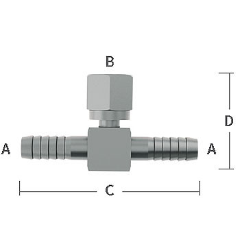 1/4 in. Barb x 1/4 in. Female 45 Degree Flare Swivel Nut Adapter Tees Stainless Steel - Low Pressure Beverage System Fitting