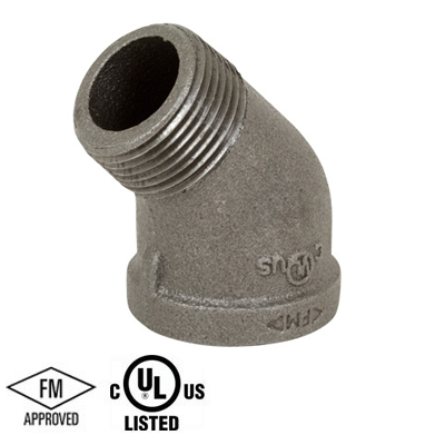 1/8 in. Black Pipe Fitting 150# Malleable Iron Threaded 45 Degree Street Elbow, UL/FM