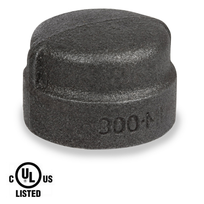 1 in. Black Pipe Fitting 300# Malleable Iron Threaded Cap, UL