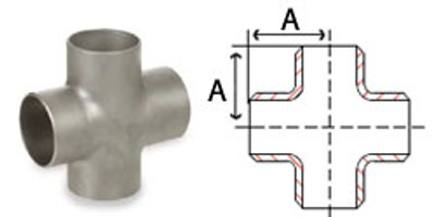 2 in. Cross - SCH 10 - 304/304L Stainless Steel Butt Weld Pipe Fitting