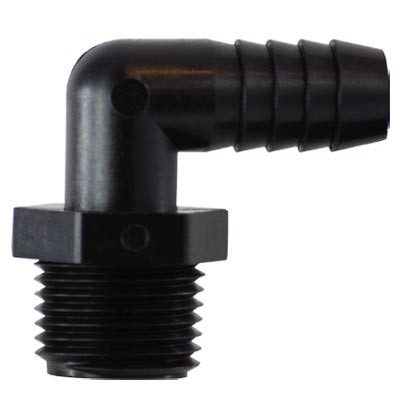 1/2 in. x 3/4 in. HB x MIP, Barb Elbow, Polypropylene Pipe Fitting, FDA & NSF Approved