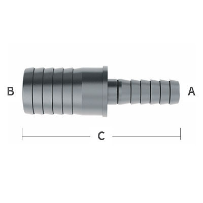 3/16 in. x 5/16 in. Barbed Splicer Reducer 303 Stainless Steel Beverage Fitting