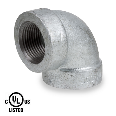 1/2 in. NPT Threaded - 90 Degree Elbow - 300# Malleable Iron Galvanized Pipe Fitting - UL Listed