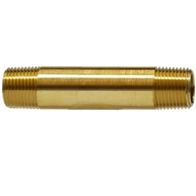 1/4in. Diameter x 2-1/2 in. Long - NPTF Threaded (TBE) 1200PSI Max - Brass Pipe Nipple