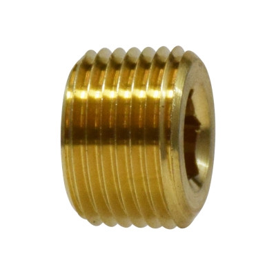 3/8 in. Countersunk Hex Plug - NPTF Threads - 3/4 in. Tapered Thread - 1200 PSI Max - Brass Pipe Fitting