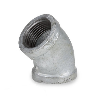 View 2: 3/4 in. NPT Threaded - 45 Degree Elbow - 150# Galvanized Malleable Iron Pipe Fitting - ASTM A197, UL/FM