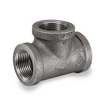 1/2 in. NPT Threaded - Straight Tee - 150# A197 Black Malleable Iron Pipe Fitting - UL/FM