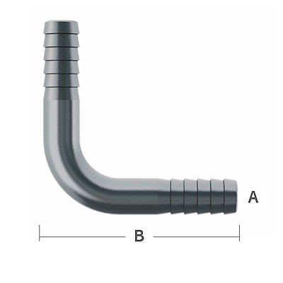 3/8 in. (1.90 in. OAL) 90 Degree Elbow Barbed Splicers 304 Stainless Steel Beverage Fitting (Economy)