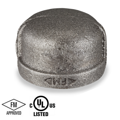 1/2 in. Black Pipe Fitting 150# Malleable Iron Threaded Cap, UL/FM