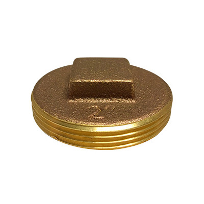 4 in. Raised Square Head Cleanout Plug, Southern Code, Cast Brass Pipe Fitting