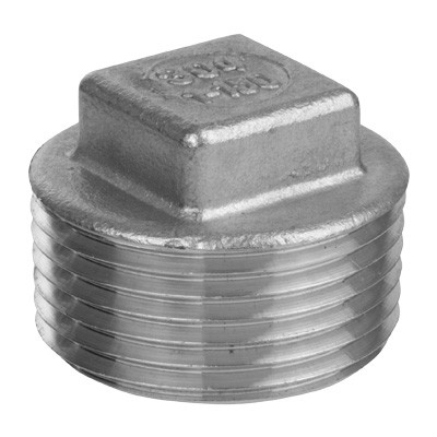 3/8 in. NPT Threaded - Square Head Plug - 150# Cast 304 Stainless Steel Pipe Fitting