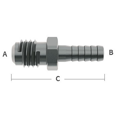 1/4 in. Male Flare x 1/4 in. Barb Hose Straight Adapter 303 Stainless Steel Beverage Fitting