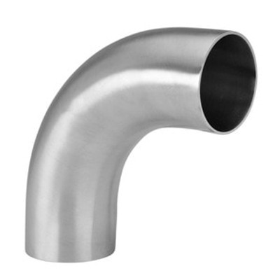 4 in. Tube OD - Polished 90 Degree Weld Elbow with Tangents (L2S) 316L Stainless Steel Sanitary Butt Weld Fitting (3-A)