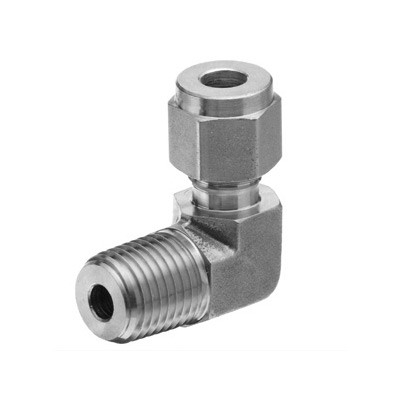 1/8 in. Tube x 1/8 in. MNPT - 90 Degree Male Elbow - Double Ferrule - 316 Stainless Steel Compression Tube Fitting