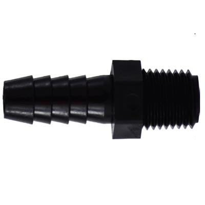 1/2 in. x 3/4 in. Hose Barb Adapters, Hose ID in. x MIP, Polypropylene Pipe Fitting, FDA & NSF Approved