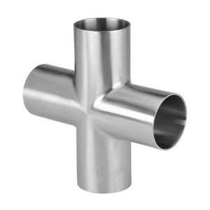 1 in. Tube OD - Polished Weld Cross - 9WWWW - 316L Stainless Steel Sanitary Butt Weld Fitting (3-A) (0.065" Wall Thickness)