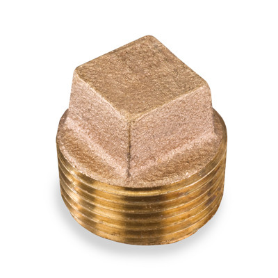 1 in. Threaded NPT Square Head Solid Plug, 125 PSI, Lead Free Brass Pipe Fitting