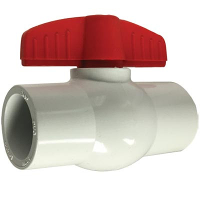 1/2" Slip x Slip, White Socket PVC Ball Valve, Full Port, 150 PSi