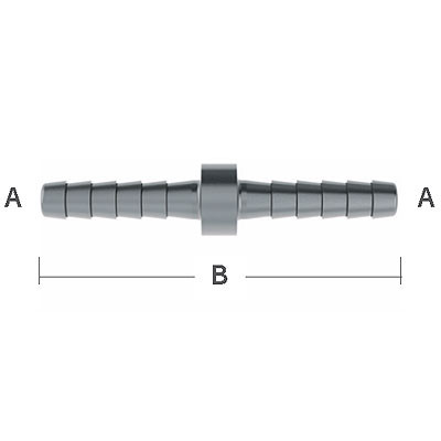 1/8 in. (1.56 in. OAL) Barb Splicer 304 Stainless Steel Beverage Fitting (Economy)