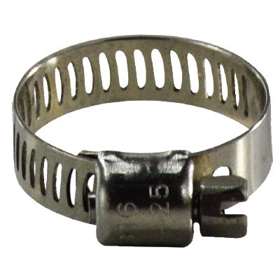 7/16 in. - 1 in. Miniature Marine Worm Gear Clamp, 316 Stainless Steel, 5/16 in. Band, 1/4 in. Screw