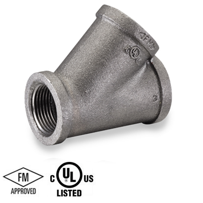 1/2 in. Black Pipe Fitting Lateral Wye 150# Malleable Iron NPT Threaded, UL/FM