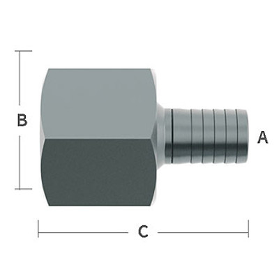1/2 in. Hose Barb x 3/4 in. Female NPT Pipe Thread, Straight Adapter Stainless Steel Beverage Fitting