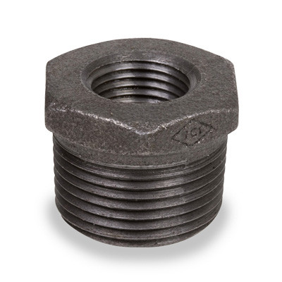 1 in. x 3/4 in. Pipe Fitting Hex Bushing Ductile Iron Class 300 NPT Threaded UL/FM