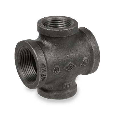 1-1/2 in. x 1 in. Female NPT Threaded - Reducing Cross - 300# Ductile Iron Pipe Fitting - UL/FM