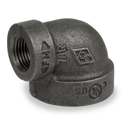 1-1/2 in. x 1 in. Cast Iron Pipe Fitting 90 Degree Reducing Elbows Class 125 Threaded NPT, UL/FM