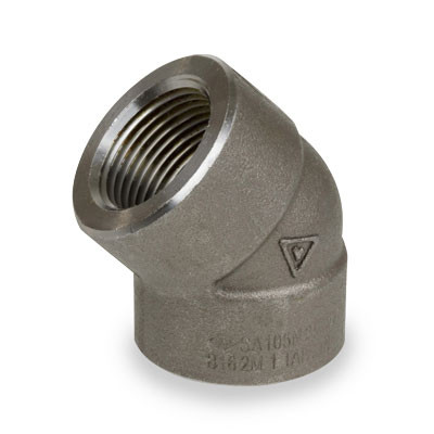 3 in. NPT Threaded - 45 Degree Elbow - 2000# Forged Carbon Steel Pipe Fitting