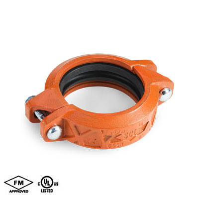 5 in. Standard Weight Rigid Coupling - EPDM "C" Gasket - Orange Paint Housing - 65SR Grooved Fire Protection Coupling - UL/FM