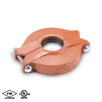 3 in. x 2 in. Reducing Coupling - T-Nitrile Gasket - Orange Paint Housing - 65RCN Grooved Fire Protection Coupling - UL/FM