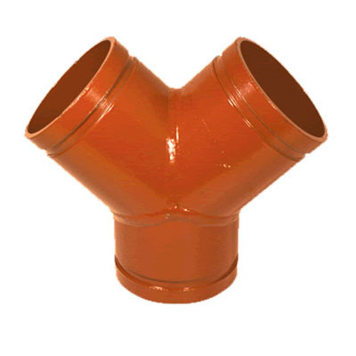 12 in. Grooved True Wye - Ductile Iron w/Orange Paint Coating - 66Y Grooved Fire Protection Fitting - UL/FM