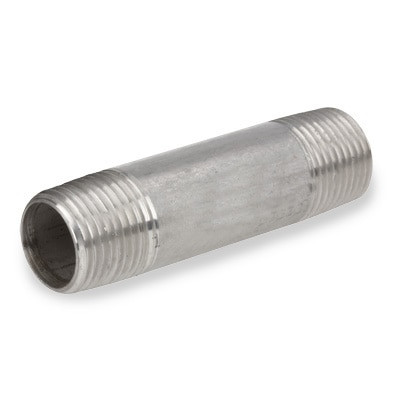 1/2 in. NPT x 5 in. Long - Threaded Both Ends (TBE) - Schedule 80 Seamless - 304/304L Stainless Steel Pipe Nipple