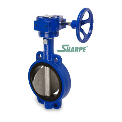 2 in. 200 PSI Ductile Iron Body - Wafer Style Butterfly Valve - 316 Stainless Steel Disc & Stem - EPDM Seat - Gear Operated - Sharpe Series 17