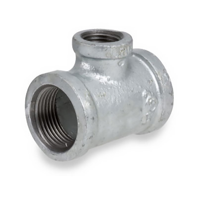 2 in. x 1-1/2 in. x 1-1/2 in. NPT Threaded - Reducing Tee - 150# Galvanized Malleable Iron Pipe Fitting (Reduces on Branch & Run) - UL/FM
