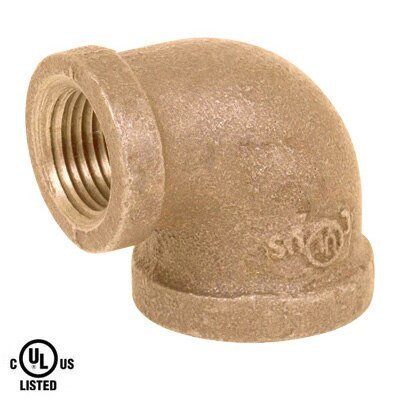 3 in. x 2 in. NPT Threaded Reducing 90 Degree Elbow - 125# Bronze Pipe Fitting - UL Listed