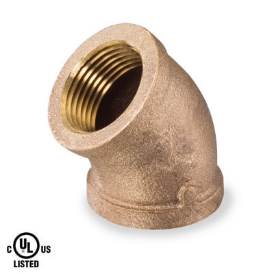 4 in. 45 Degree Elbow - NPT Threaded - 125# Bronze Pipe Fitting - UL Listed