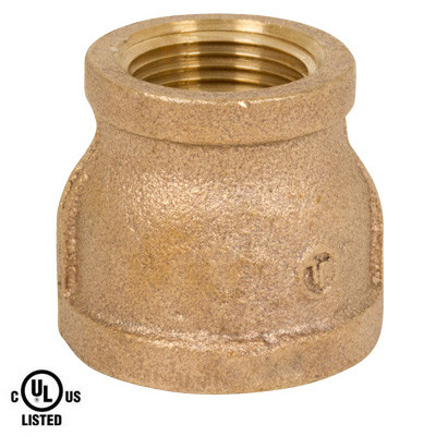 2 in. x 1/2 in. NPT Threaded Reducing Coupling - 125# Bronze Pipe Fitting - UL Listed